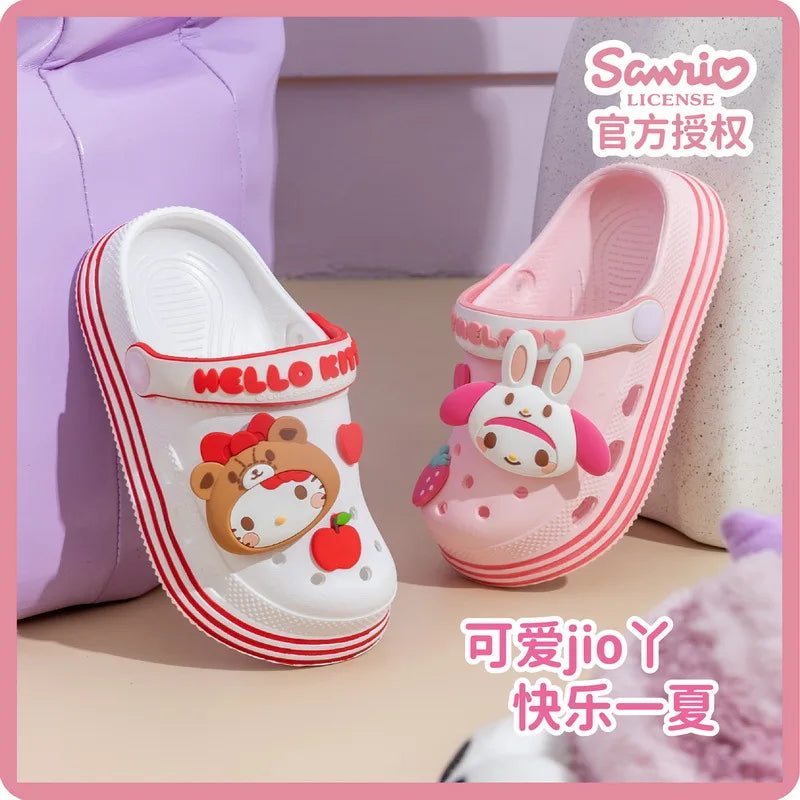 Sanrio surrounding sandals HelloKitty hole shoes women's girls outdoor beach Baotou adult children's shoes