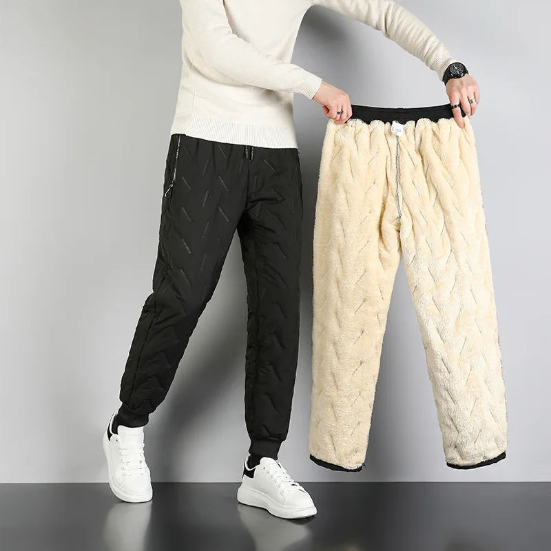 Winter Warm Thickened Wool Sports Pants Men's Jogging Pants New Wool Casual Cotton Pants Men's Extra Large Size Pants