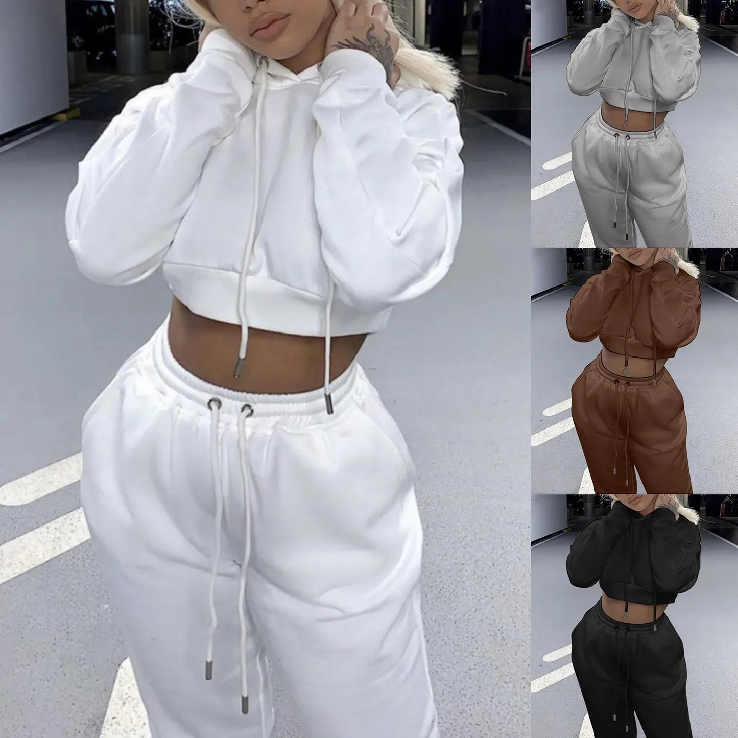 Women 2 Piece Set Casual Sport Outfits Tracksuit Hoodies Sweatshirt+Sweatpants Jogger Pants 2024 Fashion Winter Sportswear