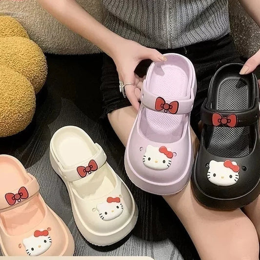 Hello Kitty Slippers Are Cute For Women Cave Shoes Are Anti Slip And Odor Proof Baotou Sandals For Summer Can Be Worn Externally