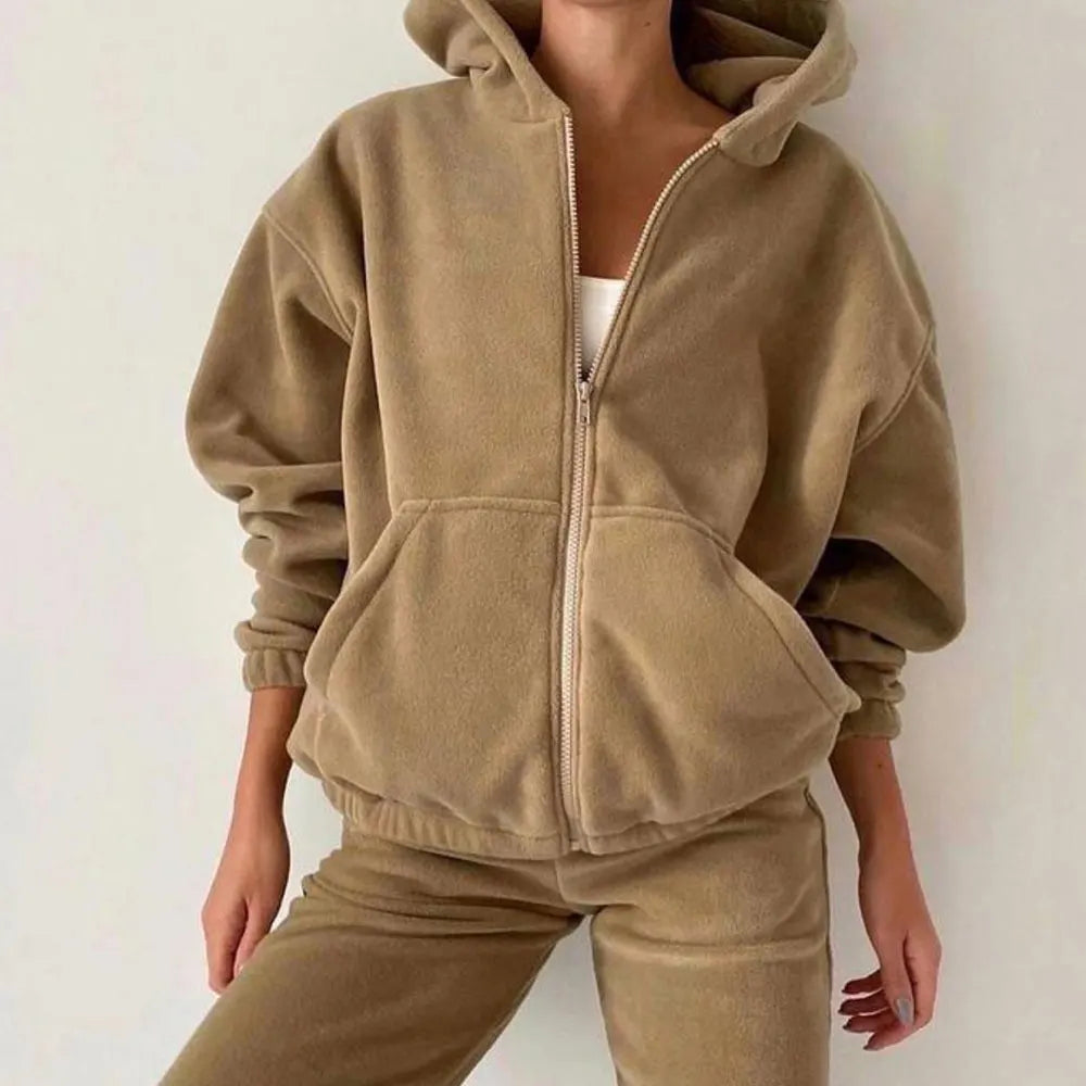 Spring 2023 Women's Brand Velvet Fabric Tracksuits Velour Hoody Track Suit Hoodies and Pants Oversized Sportswear Two Pieces Set