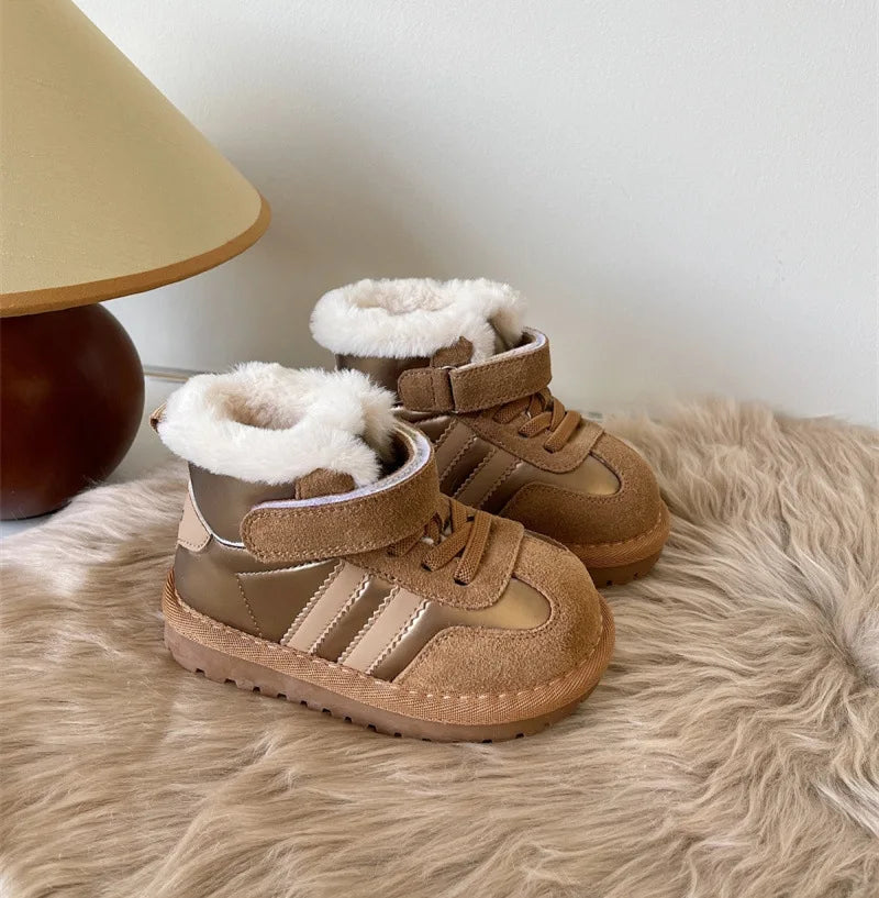 Winter Children's Baby Boots 2024 New Plush Comfortable Warm Cotton Shoes Children Anti Kick Plush Anti Slip Outdoor Snow Boots