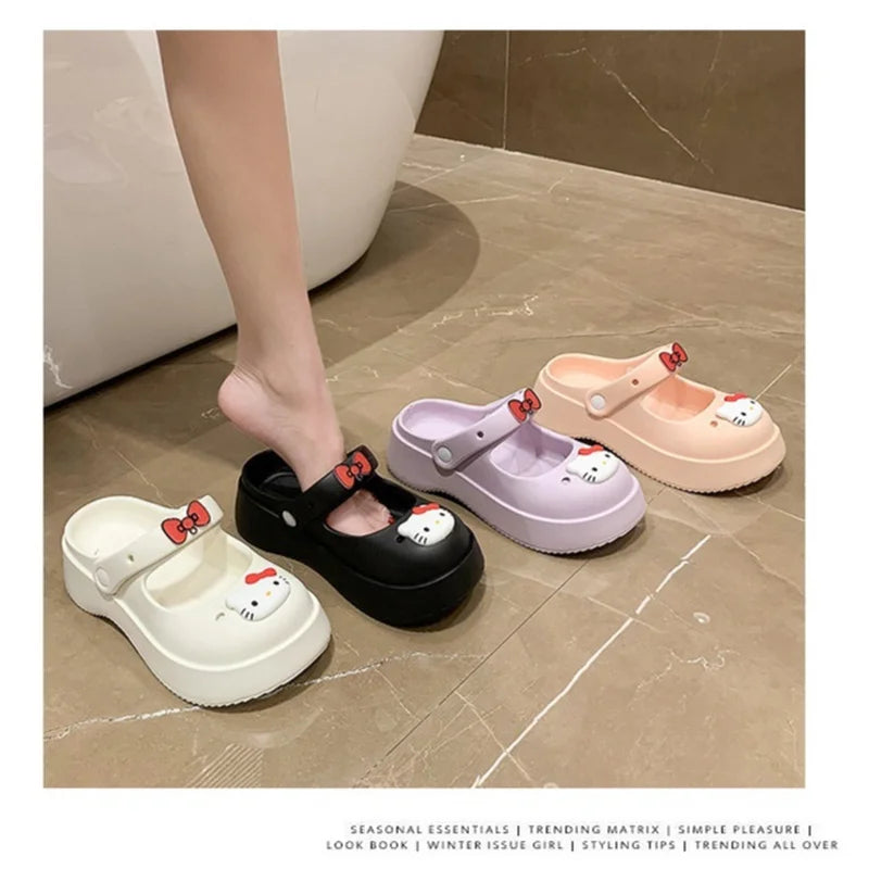 Hello Kitty Slippers Are Cute For Women Cave Shoes Are Anti Slip And Odor Proof Baotou Sandals For Summer Can Be Worn Externally