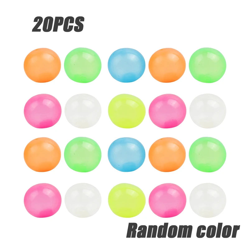 Luminous Wall Target Ball Sucker Sticky Decompression Toys Squeeze Ball For Kid Teen Adult Colorful TPR Toy Balls Color Random