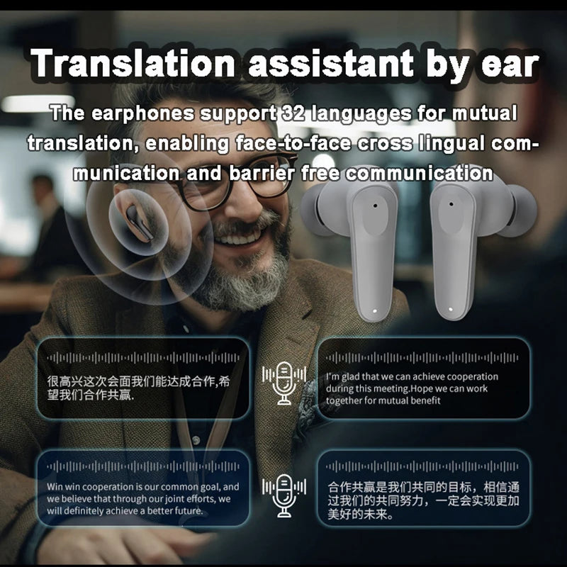 A98 Intelligent Bluetooth Earphones Multilingual Translation Function Wireless In-Ear Earbuds Tws Sweatproof sports headphones