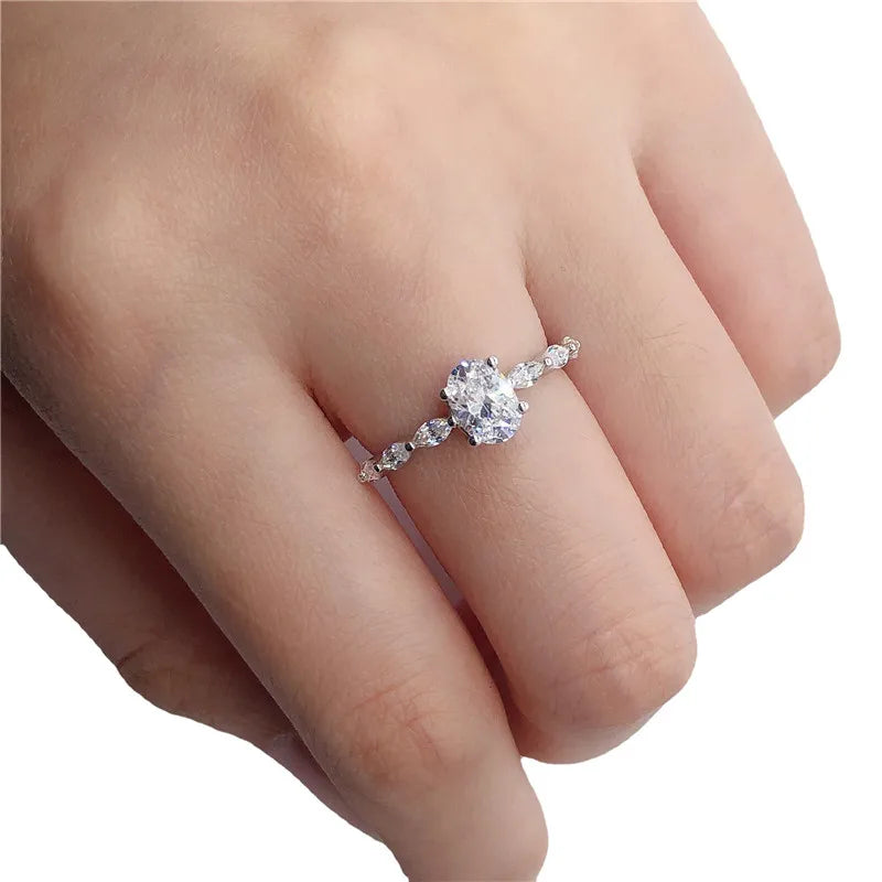 1 CT Oval Moissanite Ring 925 Sterling Silver Plated 18K Gold Engagement Rings Pass Diamond Test Luxury Moissanite Jewelry