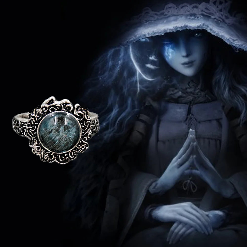 Game Elden Jewelry Ranni Cosplay Dark Moon Ring Men Women Adjustable Opening Ring Prop Accessories Halloween Gift