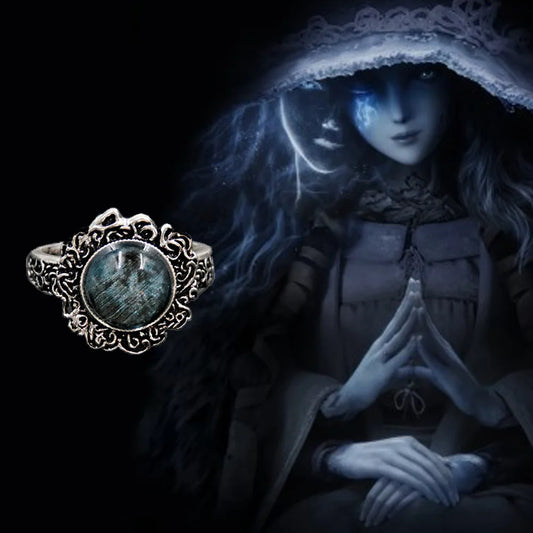 Game Elden Jewelry Ranni Cosplay Dark Moon Ring Men Women Adjustable Opening Ring Prop Accessories Halloween Gift