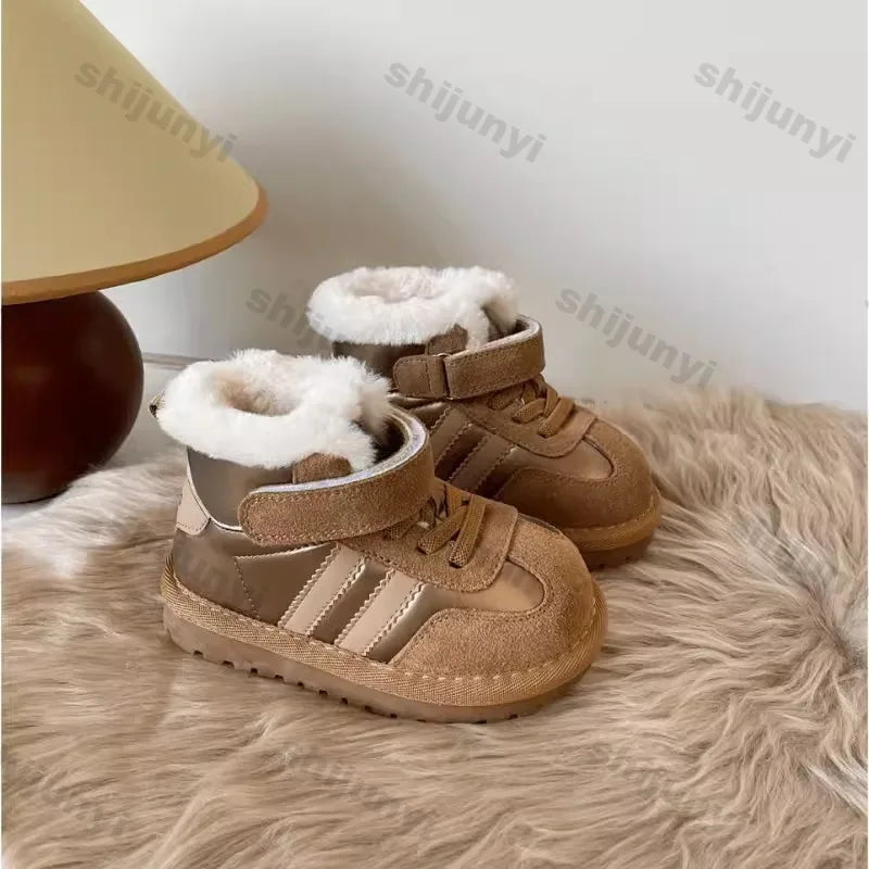 Winter Children's Baby Boots 2024 New Plush Comfortable Warm Cotton Shoes Children Anti Kick Plush Anti Slip Outdoor Snow Boots