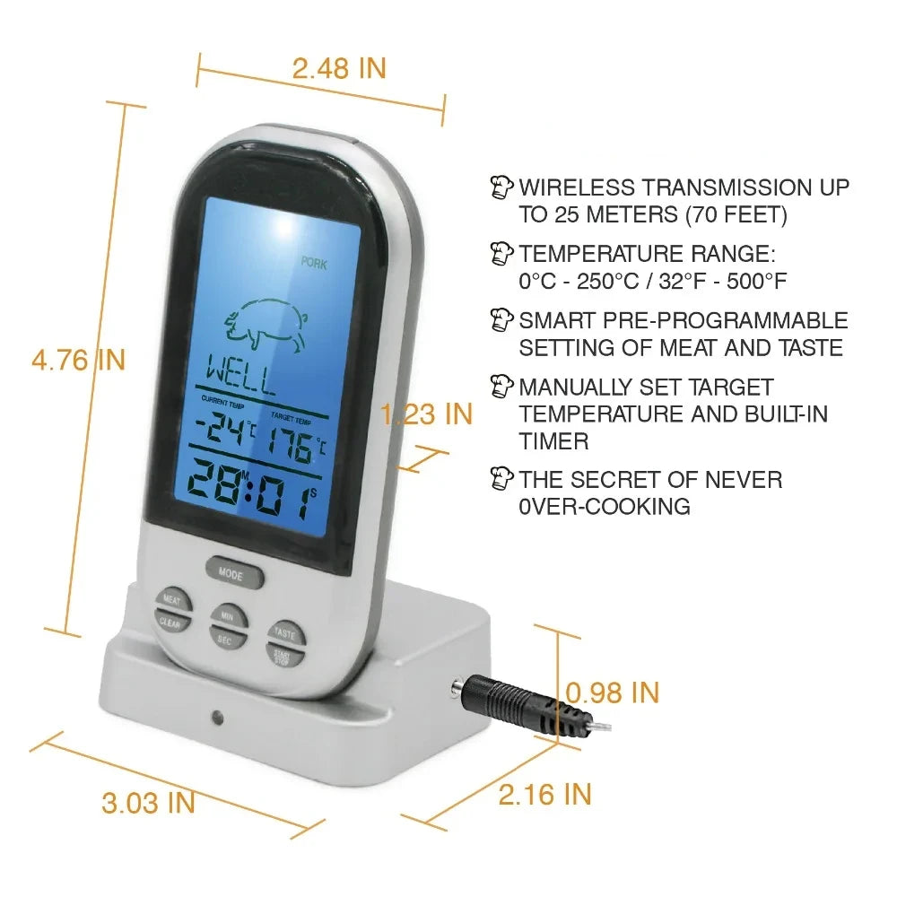 Meat Thermometers Bluetooth LCD Digital Probe Remote Wireless BBQ Grill Kitchen Thermometer  Cooking Tools with Timer Alarm