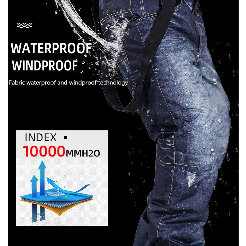 Windproof and Waterproof Skiing Pants for Men, Suspender Trousers, Snow Snowboard, Skate Pants, Ski Overalls, Thick and Warm, Hi