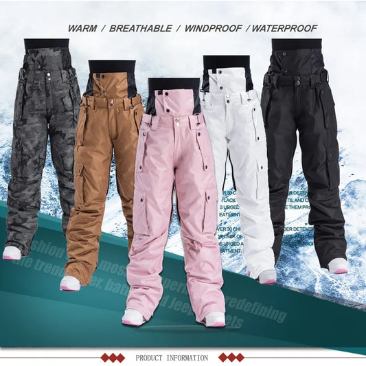 Couples Premium Ski Pants Men Women Windproof Waterproof Warm Ice Snow Trousers Winter Skiing Snowboarding Pants Outdoor Wear