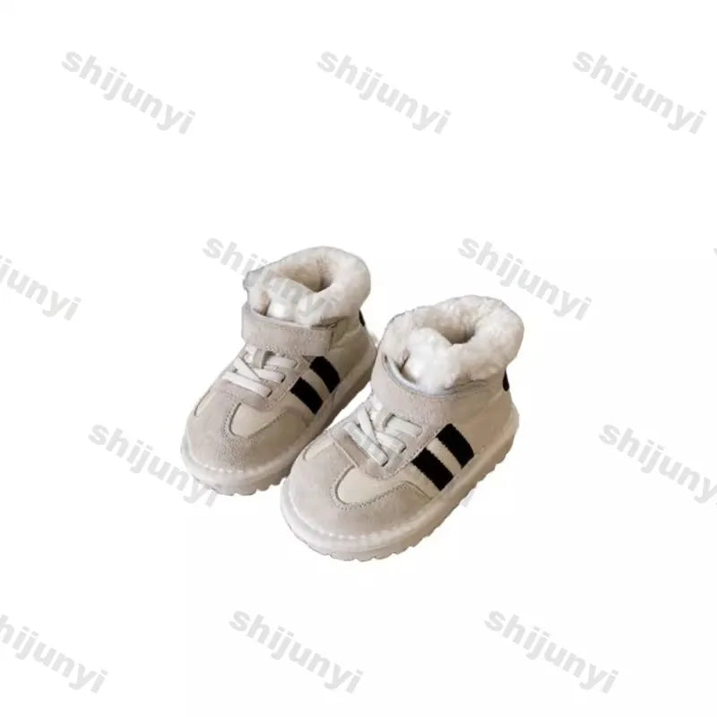 Winter Children's Baby Boots 2024 New Plush Comfortable Warm Cotton Shoes Children Anti Kick Plush Anti Slip Outdoor Snow Boots