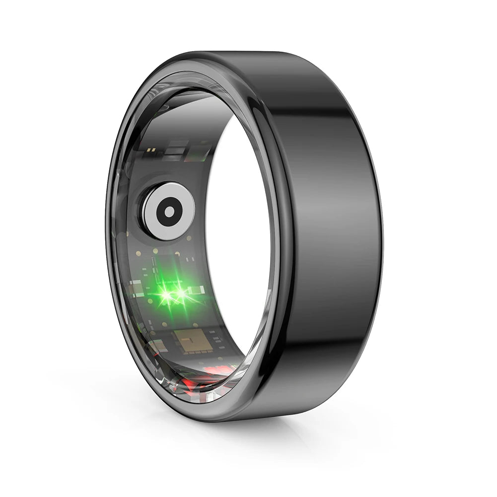 R02 Smart Ring Military Grade Titanium Steel Shell Health Monitoring IP68 & 3ATM Waterproof Multi-sport Modes for IOS Android