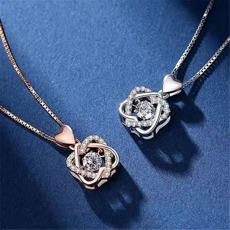 Heart Necklaces With Creative Rose Gift Box For Women Girlfriend 2024 Valentine Day Present Fashion Wedding Romantic Jewelry