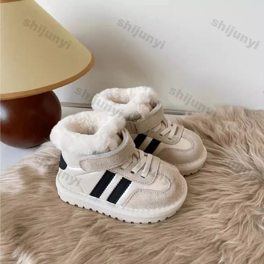 Winter Children's Baby Boots 2024 New Plush Comfortable Warm Cotton Shoes Children Anti Kick Plush Anti Slip Outdoor Snow Boots