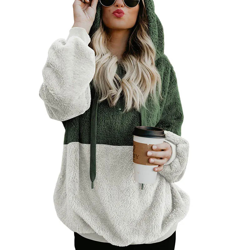 Wintertime Sherpa Fleece Hoodies For Women Fuzzy Oversized Zip Up Hoodie With Pockets Casual Pullover Hooded Sweatshirt CYXX181