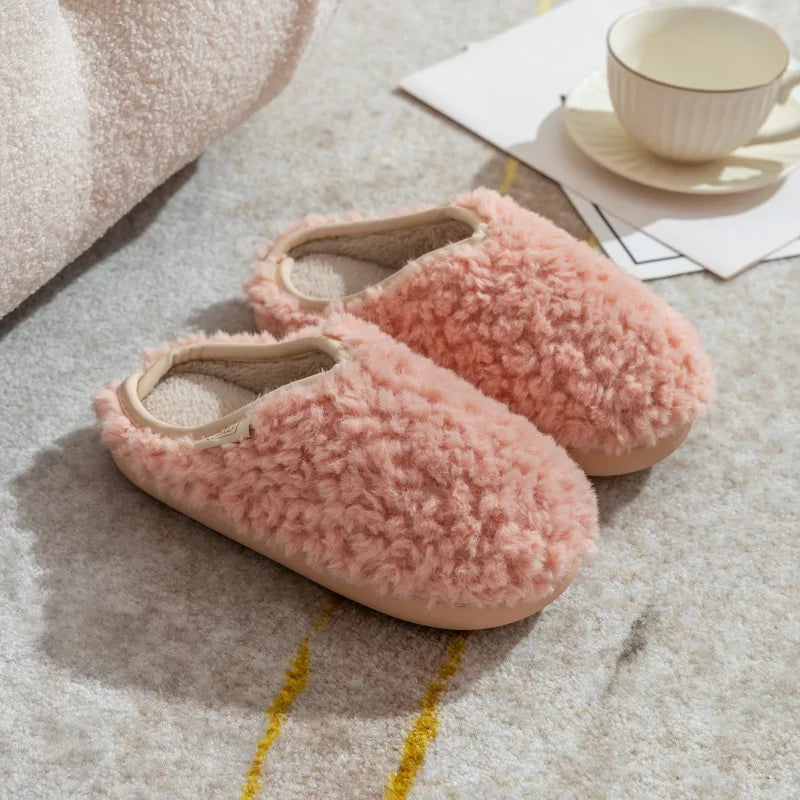 Crestar Warm Fluffy Women Slippers Winter New Indoor Soft Sole Fuzzy Bedroom Flat Slides Non-slip Fleece Lind Fur House Slippers