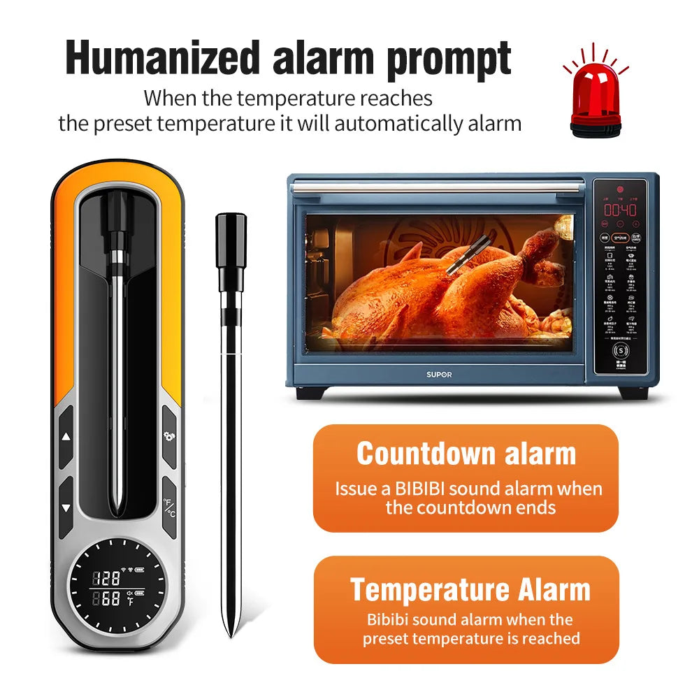 Wireless Bluetooth Meat Thermometer Digital Meat Thermometer Probe with APP LCD Screen Real-time monitoring for BBQ Oven Smoker