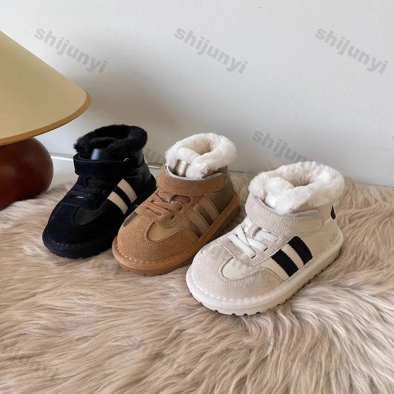 Winter Children's Baby Boots 2024 New Plush Comfortable Warm Cotton Shoes Children Anti Kick Plush Anti Slip Outdoor Snow Boots