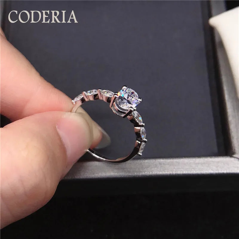 1 CT Oval Moissanite Ring 925 Sterling Silver Plated 18K Gold Engagement Rings Pass Diamond Test Luxury Moissanite Jewelry