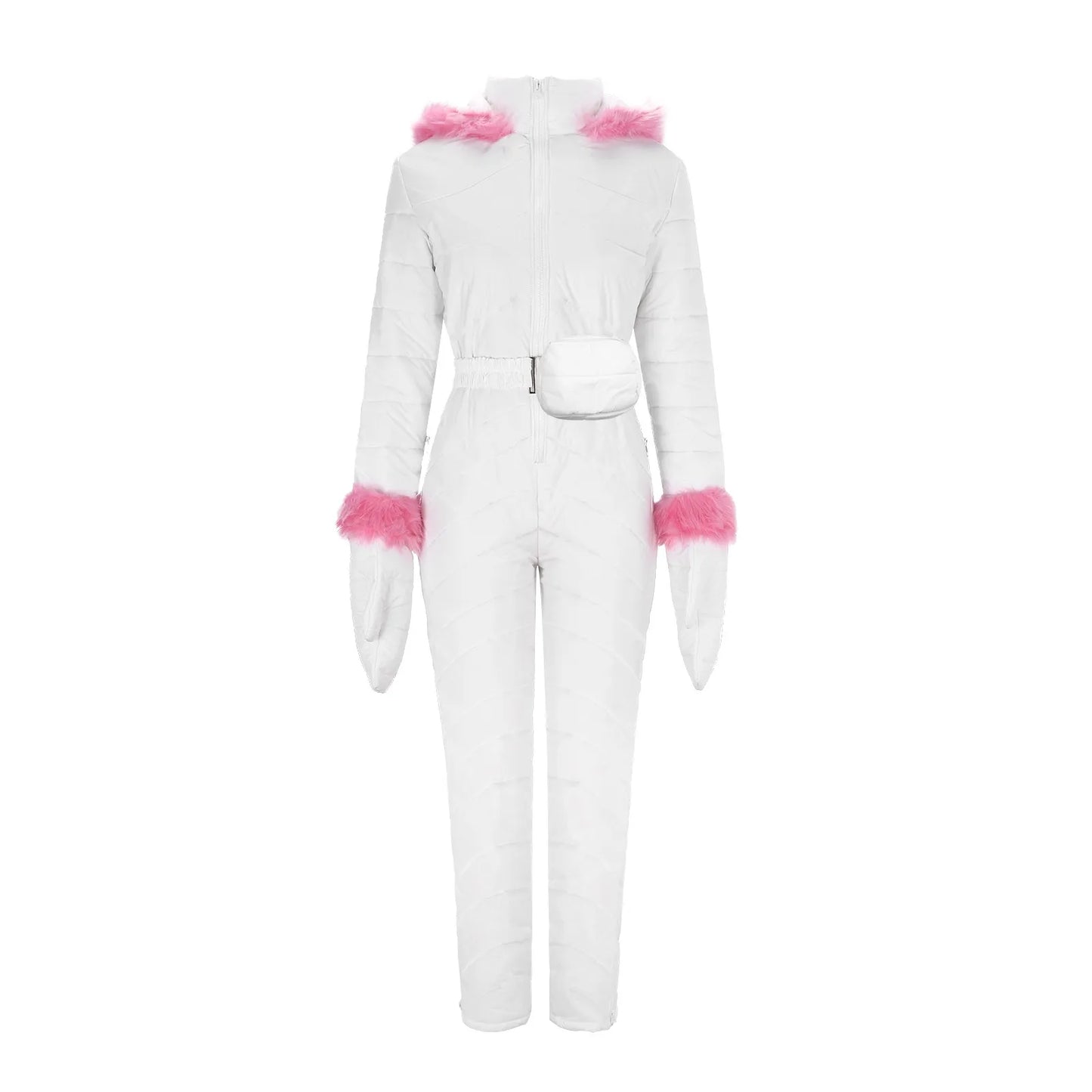 LuxeTrail™ Winter Jumpsuit (White/Pink)