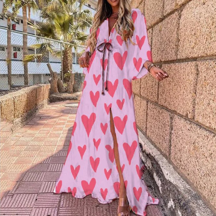 Women's Swing Dress Long Skirt 2024 Summer New Fashion Printed Bohemian Dress Slim Sexy Loose Lace Temperament Swing Dress