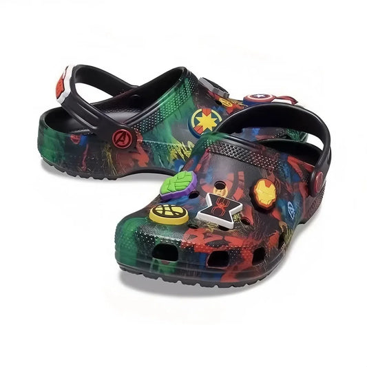 Original Crocs x The Avengers Kawaii Cartoon Cute Girls Boys Sandals Children Slippers Non-Slip Beach Home  Hole Shoes Gift