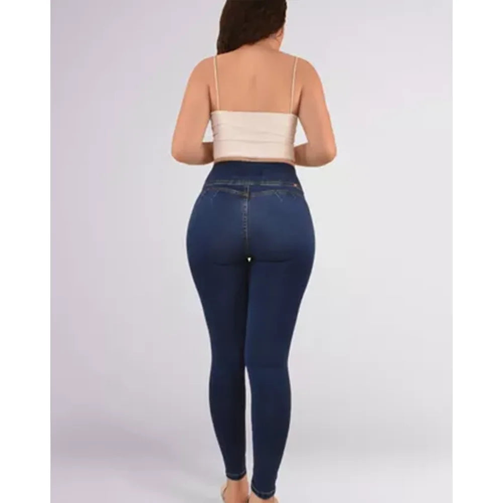 Shapewear Women Skinny Jeans with Waist Trainer Corest Streetwear Denim Jeans Stretch Trousers Female Clothing High Waist Fashion Pants