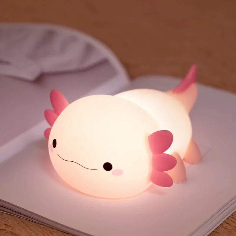 Cute Axolotl Night Light Silicone Nursery Sleeping Lamp  Control Nightlights USB Rechargeable Table Lamp  Baby Child