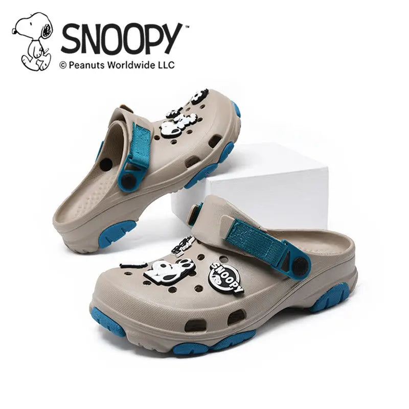 Snoopy Cartoon Splicing Colors Eva Waterproof Slippers Beach Shoes Sandals Anime New Casual Breathable Ankle-Wrap Shoes Gift