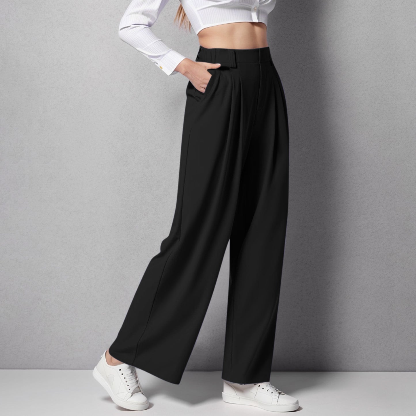 High Waist-Loose-fit Tappered Trouser