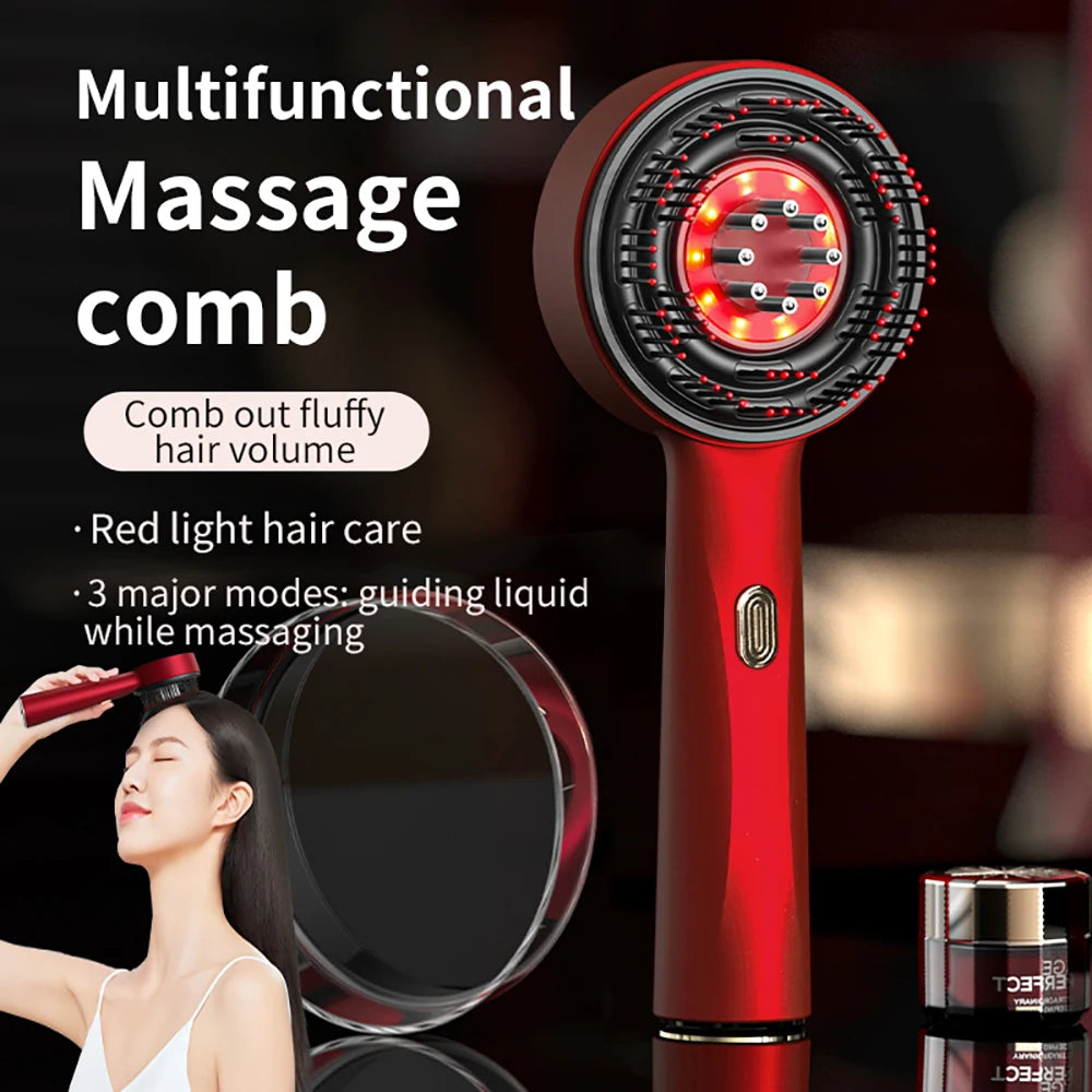 Electric Massage Comb EMS Vibration Hair Growth Massage Scalp Brush Red Light Nourishes Hair Roots anti Hair Loss Essential Oil