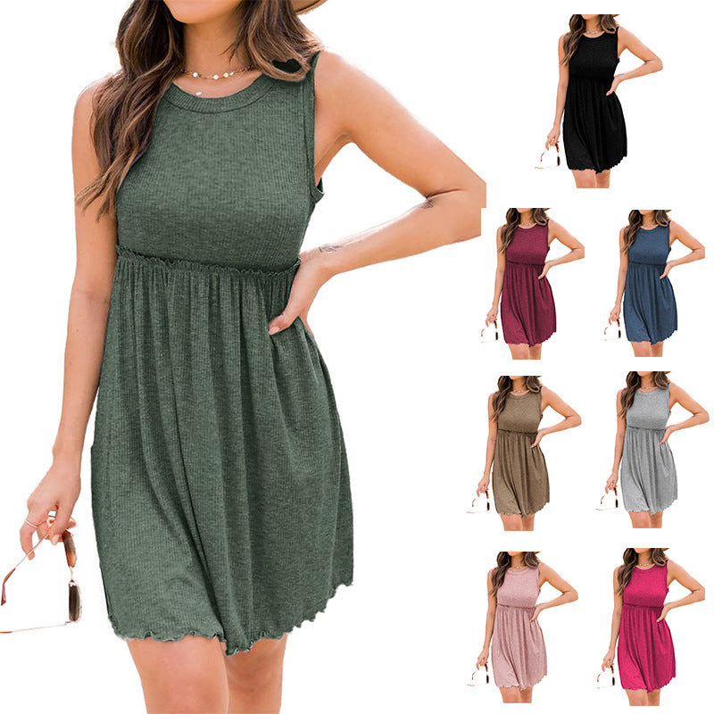 Ruffle Solid Tank Dress