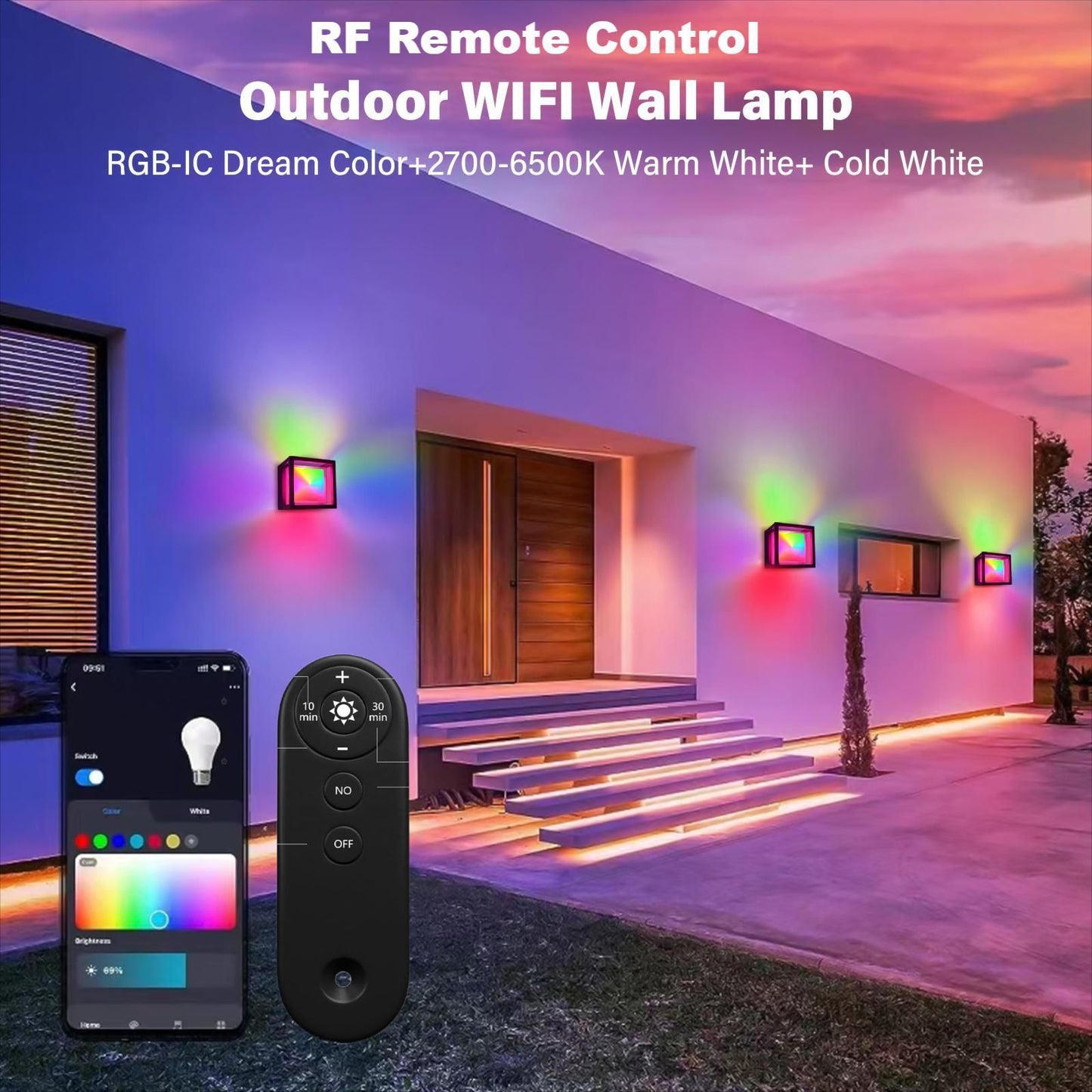 Outdoor Waterproof Wall Lamp Graffiti WiFi Magic Color Remote Control Voice Control