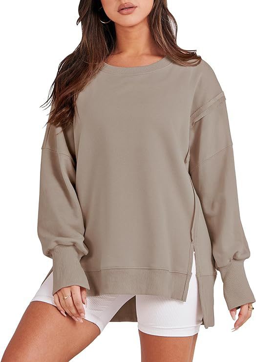 Round Neck Long Sleeve Top Female Frayed Hem Split Patchwork Sweater