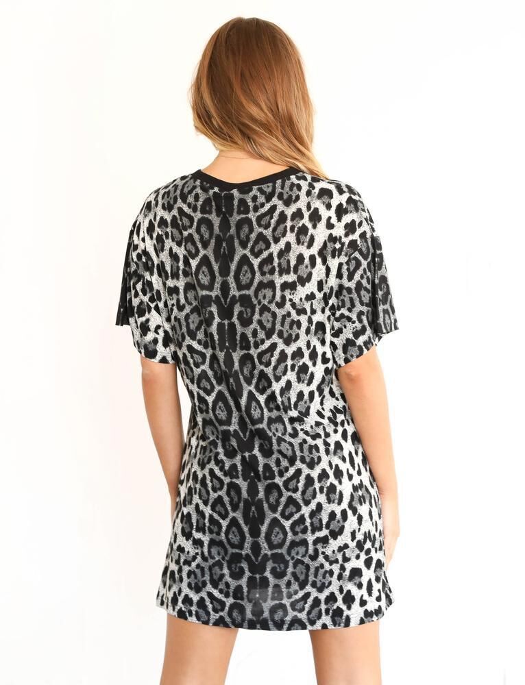 Hot Sale Short Sleeve Leopard Print Loose Dress