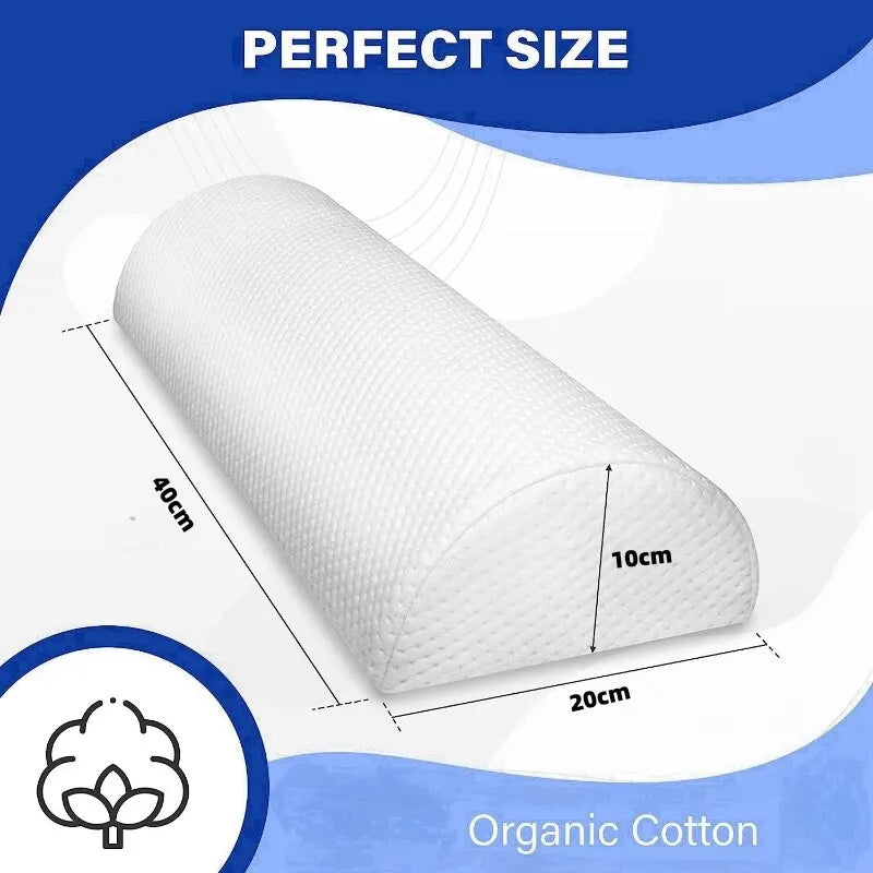 Comfort Bolster Pillow for Legs Back and Head Memory Foam Cotton Cover Lumbar Support Pillow for Semi Roll Pillow