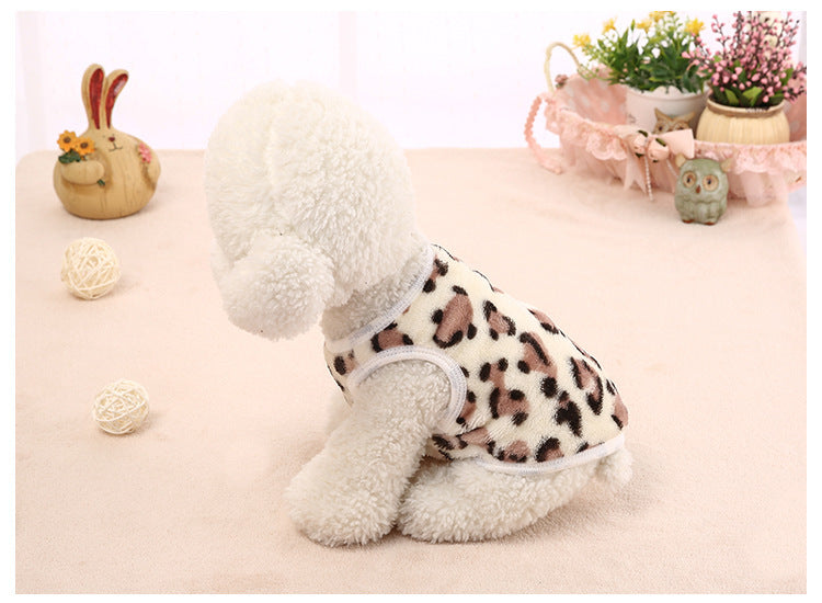 Dog Coat Vest Pet Velvet Dress Leopard Print Bust