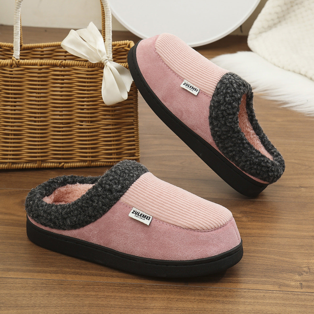 Solid Striped Cotton Slipper