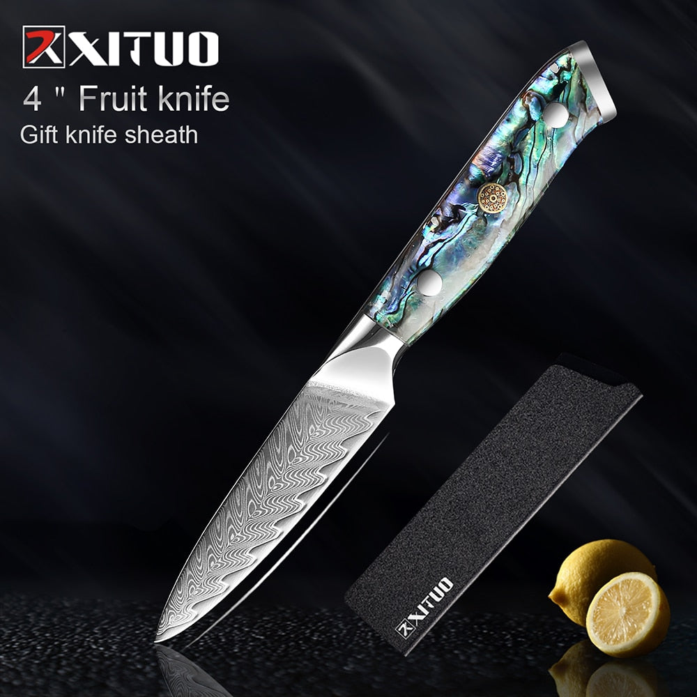 XITUO Damascus Steel knife Set Kitchen Cooking Tools Chef Knife Japanese Santoku Knives Boning knife Exquisite Shell Handle