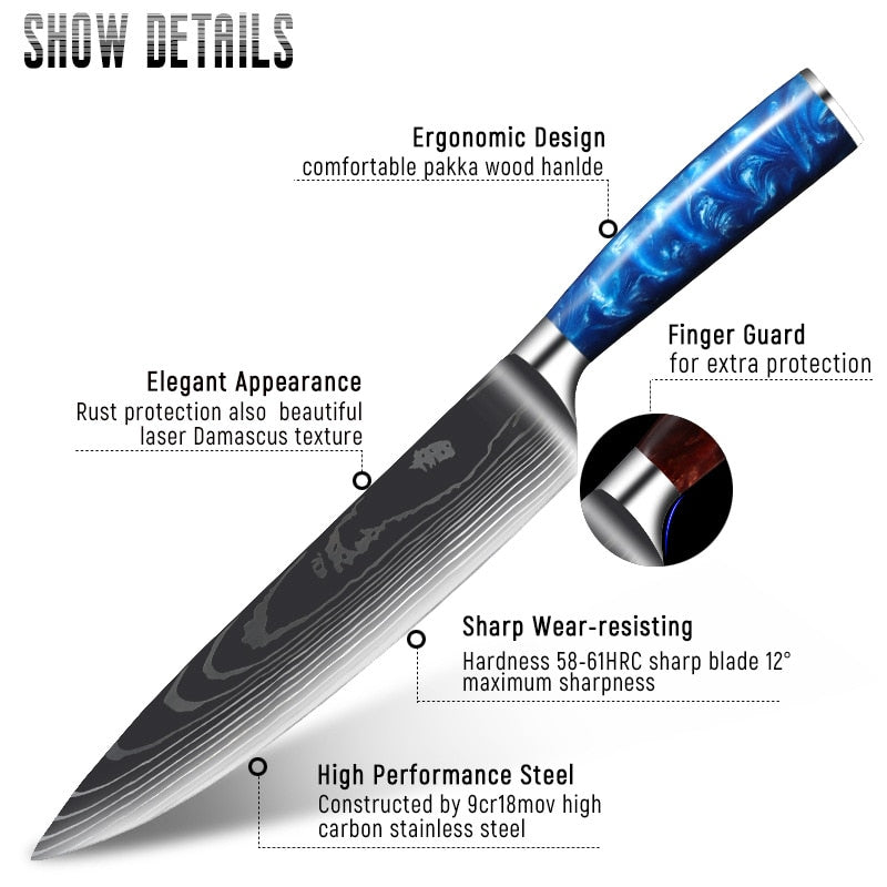 Professional Chef Knives Kitchen Knife Japanese 5CR15 440C High Carbon Stainless