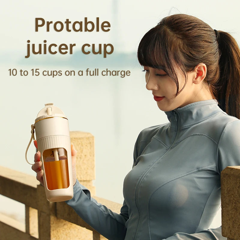 Viral portable electric blender, "Time to get your blend on."  340ML portable Juicer Wireless with straw Electric Blender for juice, milkshakes, juicing, cubed fruit, food supplement, and Smoothie Mixer