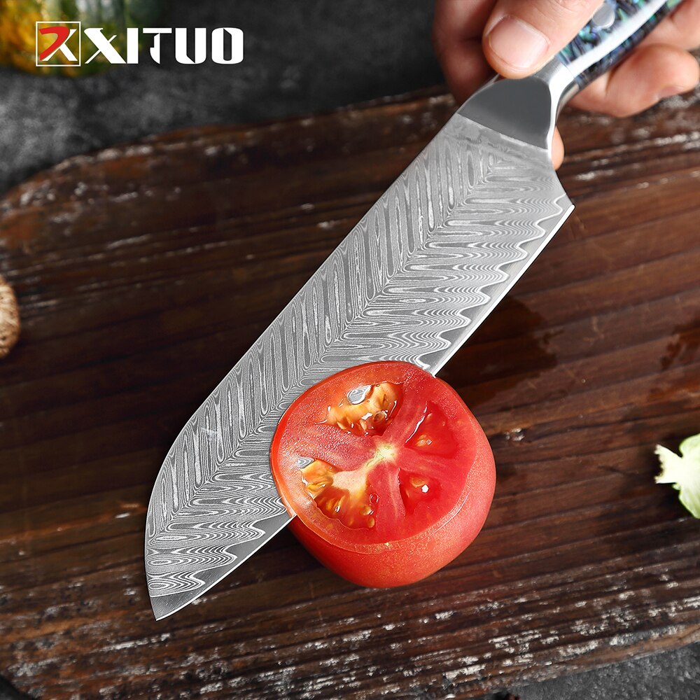 XITUO Damascus Steel knife Set Kitchen Cooking Tools Chef Knife Japanese Santoku Knives Boning knife Exquisite Shell Handle