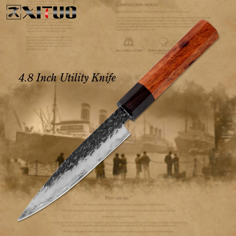 XITUO Kitchen Chef Knife Three-layer Steel Handmade Forged Sharp Cleaver Kiritsuke Boning Santoku Paring Knives Cooking Tools