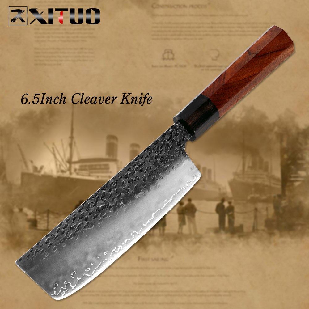 XITUO Kitchen Chef Knife Three-layer Steel Handmade Forged Sharp Cleaver Kiritsuke Boning Santoku Paring Knives Cooking Tools