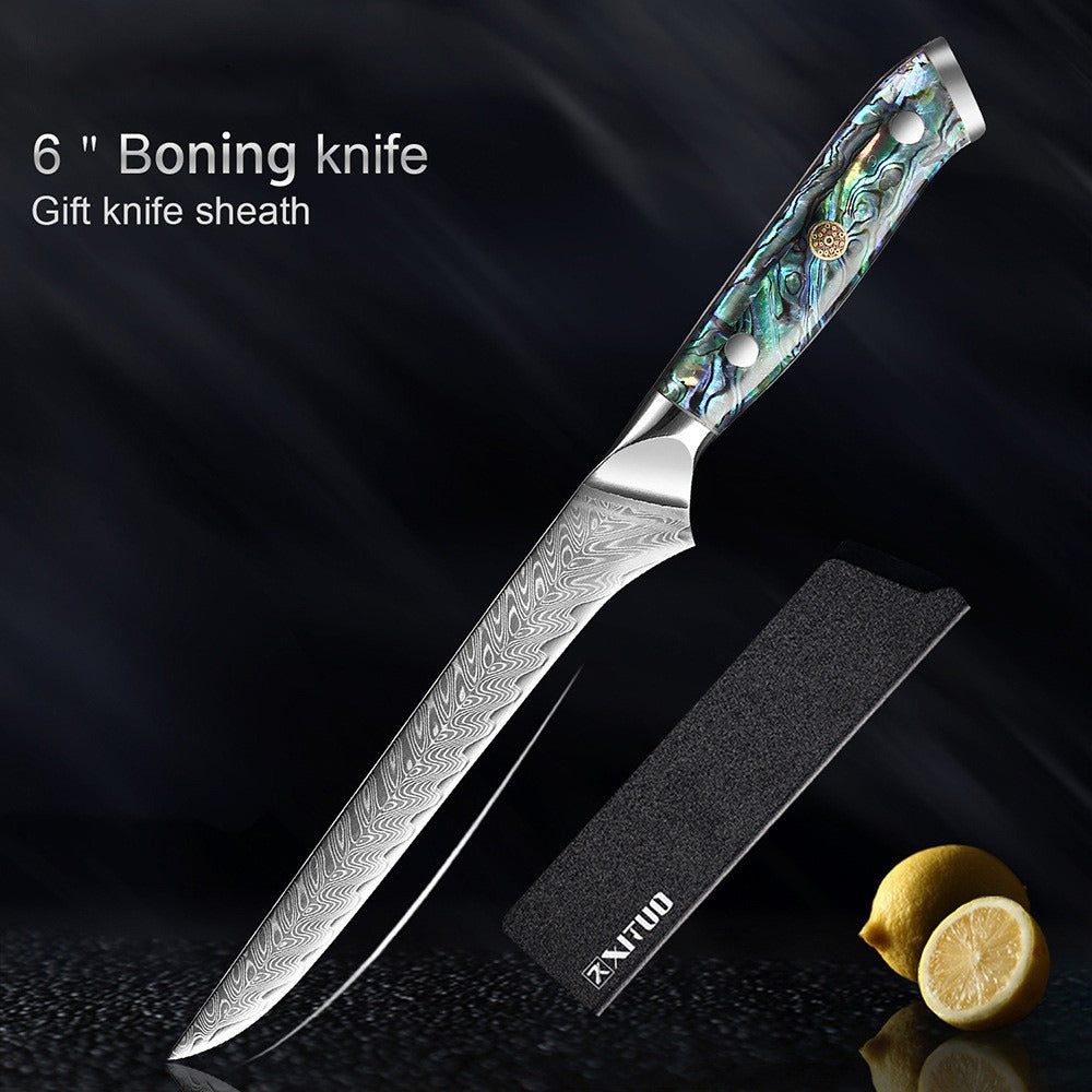 XITUO Damascus Steel Chef Knife Set Fine1-5 PCS Kitchen Knives Abalone shell handle Santoku knife