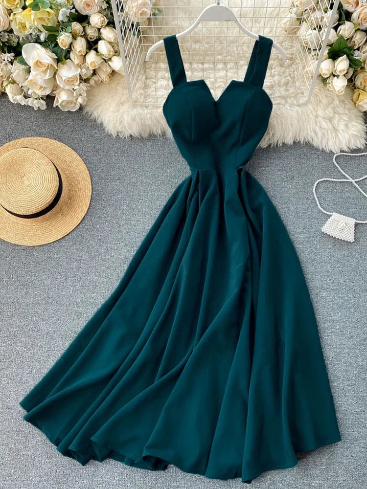 Summer Robe 2024 Dress Women V Neck Long Party Evening Dresses Sexy Tank Backless Spaghetti Strap Maxi Female Holiday Vestidos